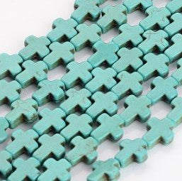 Synthetic Turquoise beads, / Dyed, Cross, diferentes sizes