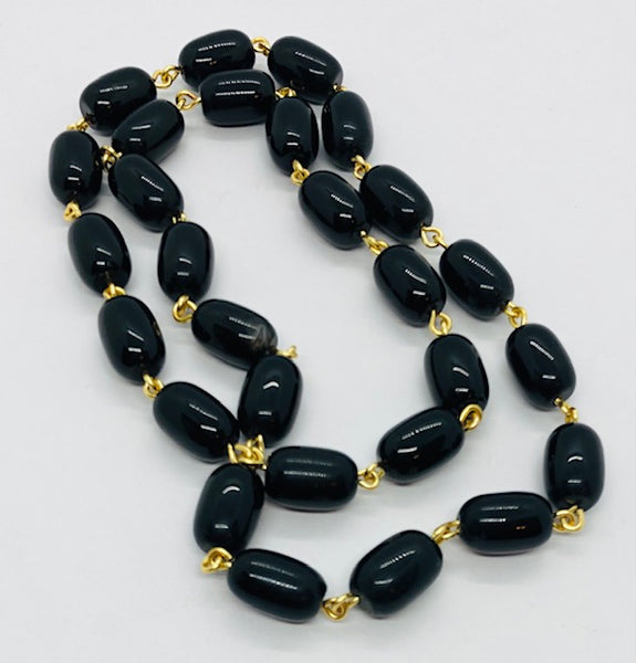 Oval Black Agate Stones Strips