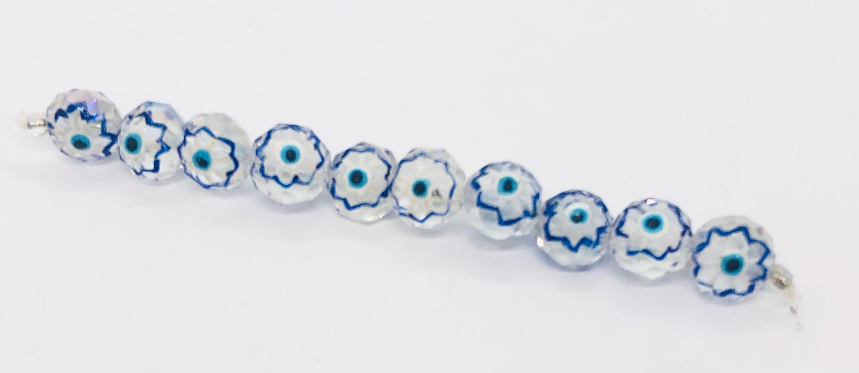 Murano Glass Turkish Eyes Translucent Faceted Strips